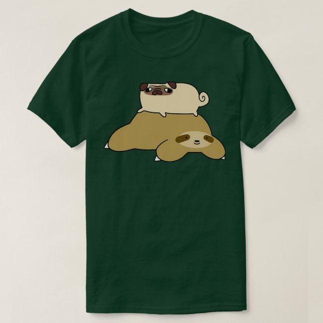 Sloth and Little Pug T Shirt (Design framsida)