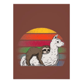 Sloth and Llama ridning vid sunset Boho Retro desi Fototryck