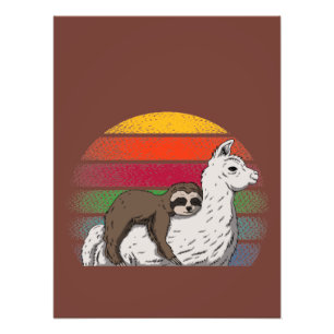 Sloth and Llama ridning vid sunset Boho Retro desi Fototryck
