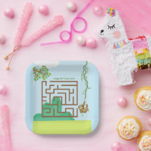 Sloth and löv maze puzzle-födelsedag pappra tallri