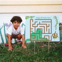 Sloth and löv, maze puzzle födelsedagsskylt