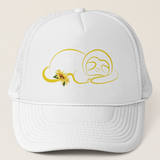 Sloth and Solros Cute Graphic Sloth Älskare Keps (Framsida)