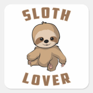 Sloth Animal Lazy Sloths Tired Sleeping Funny Gift Fyrkantigt Klistermärke