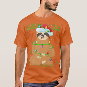 Sloth Animal Lover Julafton Ljus Santa Ugly Sloth  T Shirt