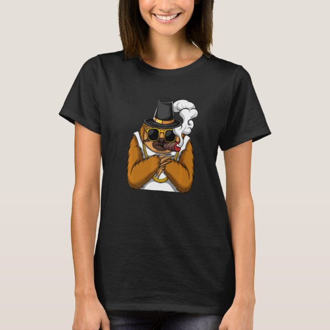 Sloth animal smokes cigarettes style a hip hop tha t shirt (Framsida)