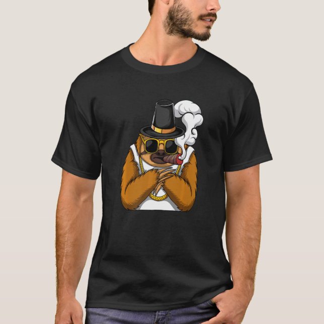 Sloth animal smokes cigarettes style a hip hop tha t shirt (Framsida)