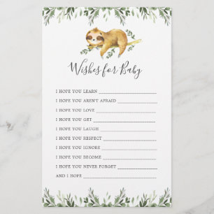 Sloth Animals Baby Shower Önskemål för Baby