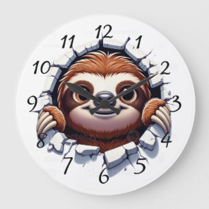 Sloth ansikte stor klocka