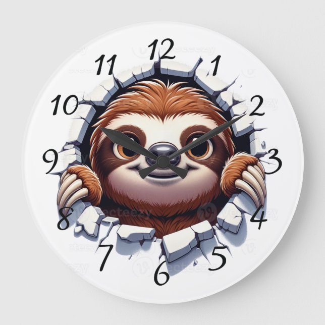 Sloth ansikte stor klocka (Framsida)