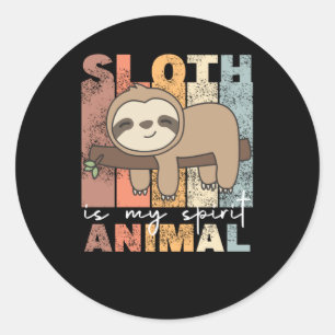 Sloth är mitt andliga djur - Sweet Sloths Vintage Runt Klistermärke