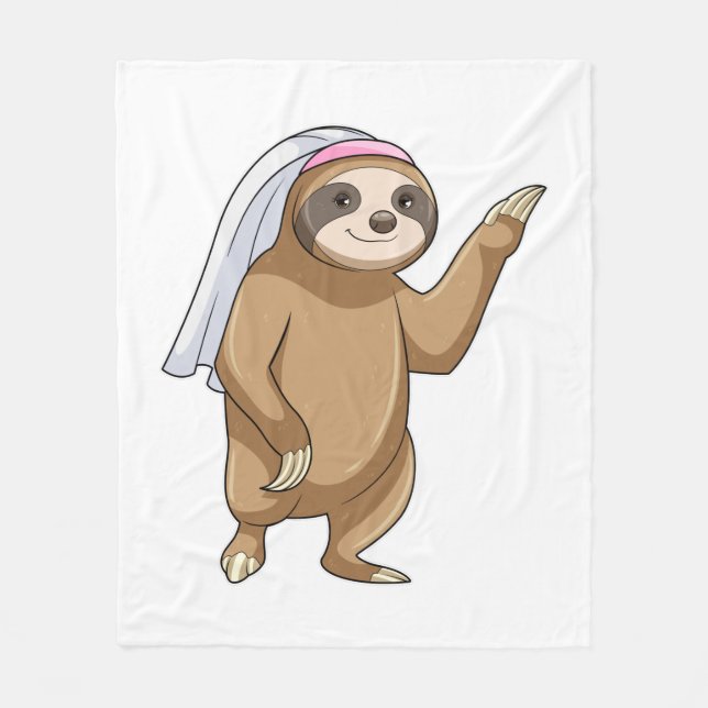 Sloth as Bride med Veil Fleecefilt (Framsidan)