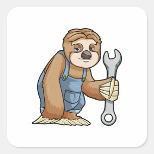 Sloth as Crateur med Wrench Fyrkantigt Klistermärke