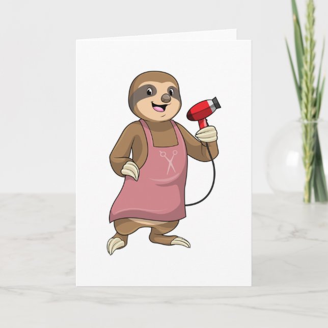 Sloth as Hair stylist med Hairdryer Kort (Framsida)