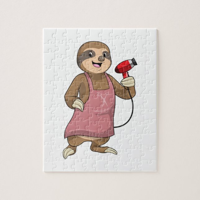 Sloth as Hair stylist med Hairdryer Pussel (Vertikal)