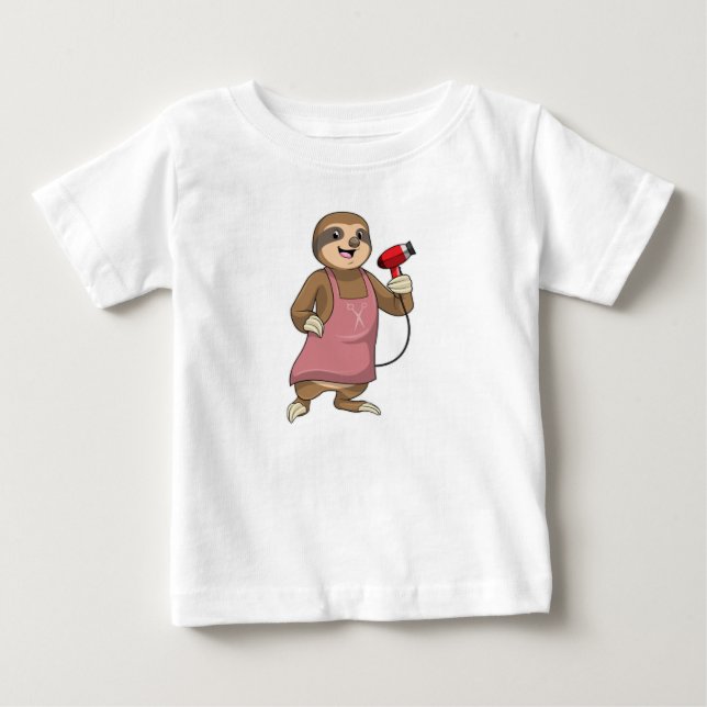 Sloth as Hair stylist med Hairdryer T Shirt (Framsida)