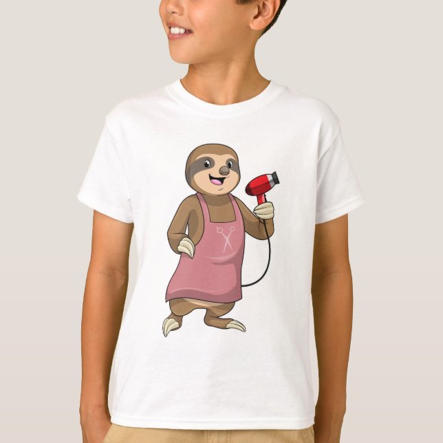 Sloth as Hair stylist med Hairdryer T Shirt (Framsida)