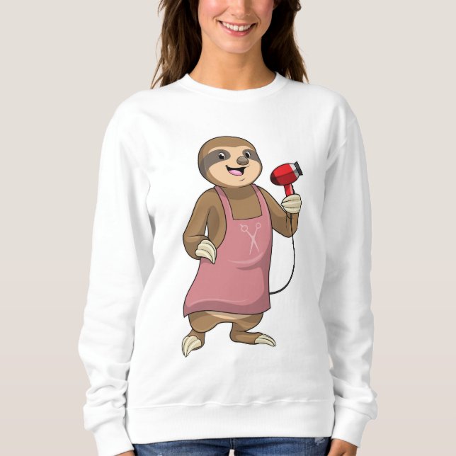 Sloth as Hair stylist med Hairdryer T Shirt (Framsida)