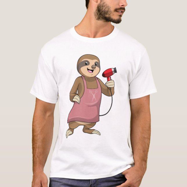 Sloth as Hair stylist med Hairdryer T Shirt (Framsida)