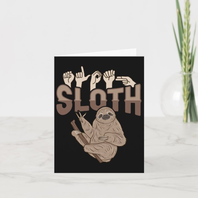 Sloth Asl Hand Gesture Döv Hearing Loss Awareness Kort (Framsida)