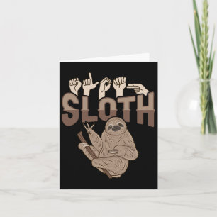 Sloth Asl Hand Gesture Döv Hearing Loss Awareness Kort
