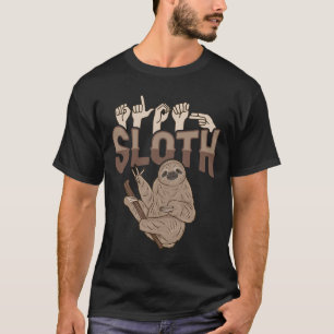 Sloth Asl Hand Gesture Döv Hearing Loss Awareness T Shirt