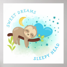 Sloth Asov Sweet Dreams Sömnig Head Pojke Poster