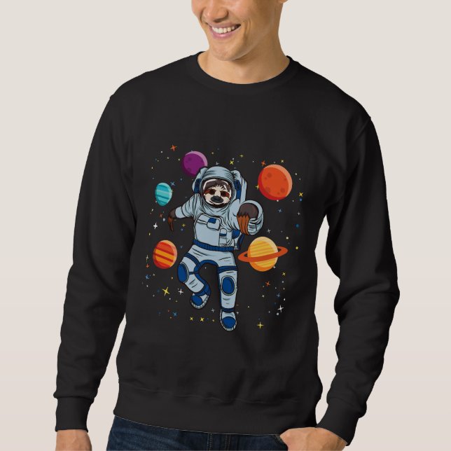 Sloth Astronaut i rymden Lång Ärmad Tröja (Framsida)