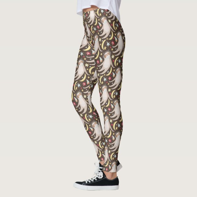 Sloth Astronaut Mönster Leggings (Vänster)