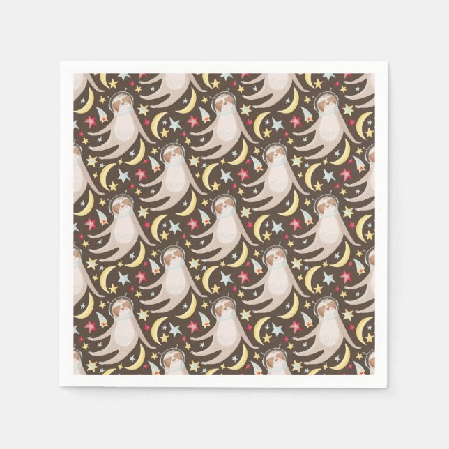 Sloth Astronaut Mönster Pappersservett (Framsidan)