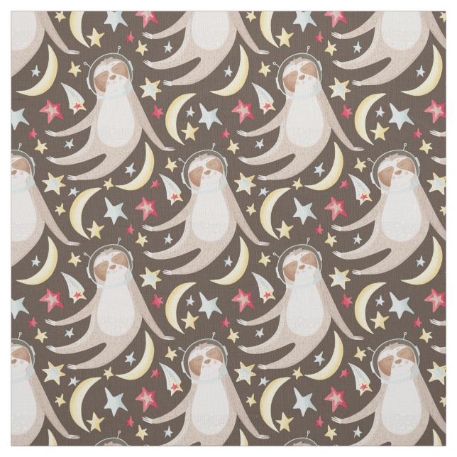 Sloth Astronaut Mönster Tyg (Provkarta)