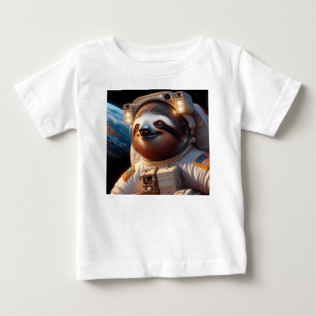 Sloth Astronaut T Shirt (Framsida)