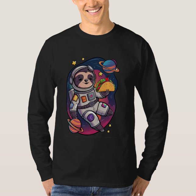 Sloth Astronaut Taco Space Adventure Funny Kawaii  T Shirt (Framsida)