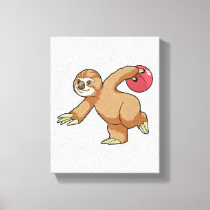 Sloth at Bowling med Bowling ball Canvastryck