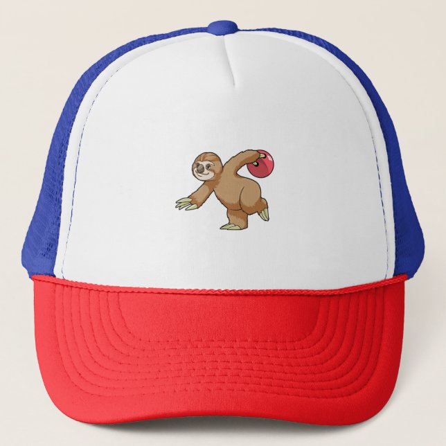 Sloth at Bowling med Bowling ball Keps (Framsida)