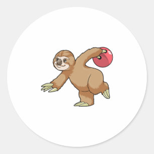 Sloth at Bowling med Bowling ball Runt Klistermärke
