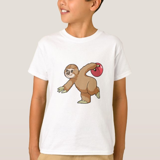 Sloth at Bowling med Bowling ball T Shirt (Framsida)