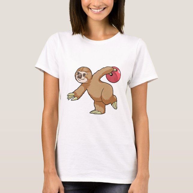 Sloth at Bowling med Bowling ball T Shirt (Framsida)