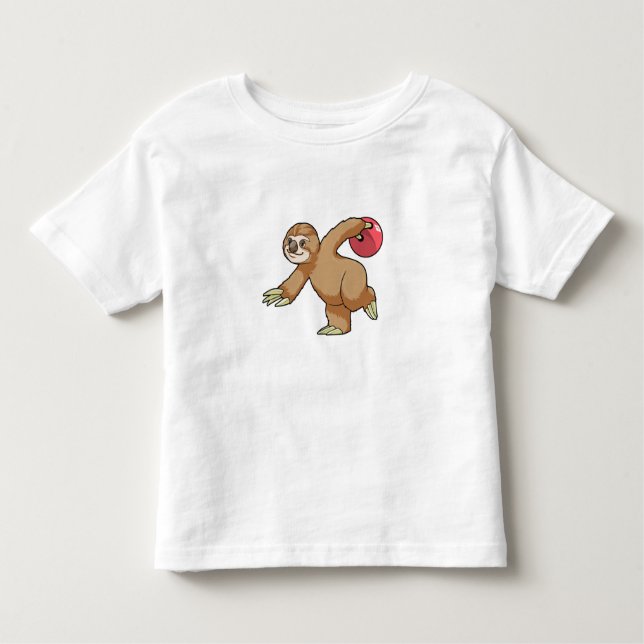 Sloth at Bowling med Bowling ball T Shirt (Framsida)