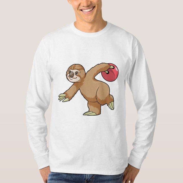Sloth at Bowling med Bowling ball T Shirt (Framsida)