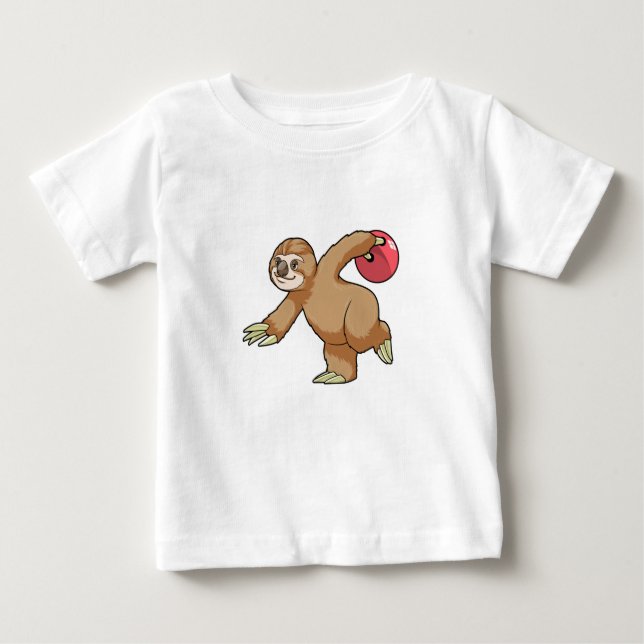 Sloth at Bowling med Bowling ball T Shirt (Framsida)