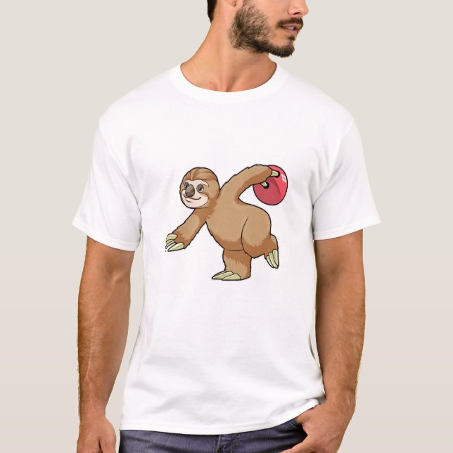 Sloth at Bowling med Bowling ball T Shirt (Framsida)