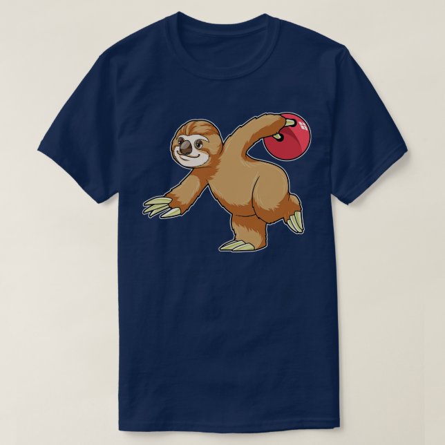 Sloth at Bowling med Bowling ball T Shirt (Design framsida)