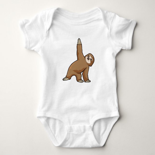 Sloth at Yoga Stretching övningar Ben T Shirt (Framsida)