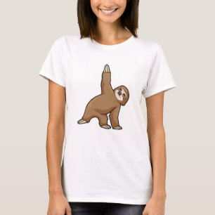 Sloth at Yoga Stretching övningar Ben T Shirt