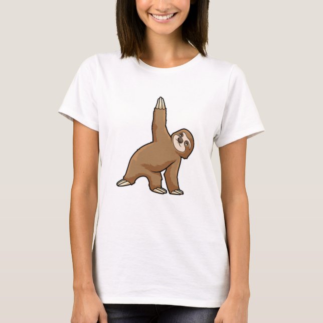 Sloth at Yoga Stretching övningar Ben T Shirt (Framsida)