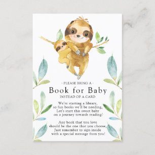 Sloth Baby Shower Bok för Baby Card Tilläggskort