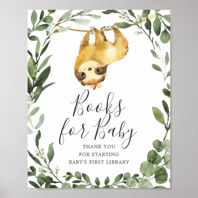 Sloth Baby Shower Bokar for Baby Sign Poster (Framsidan)