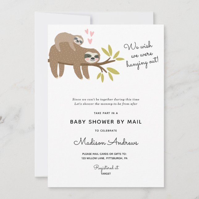 Sloth Baby Shower by Mail Inbjudningar (Framsida)