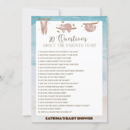 Sloth Baby Shower - Editable Namn, 5x7 Inbjudningar