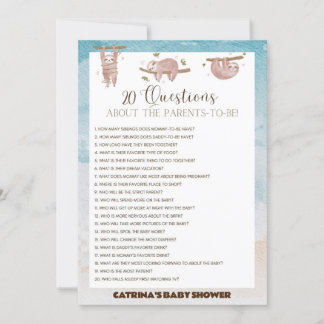 Sloth Baby Shower - Editable Namn, 5x7 Inbjudningar